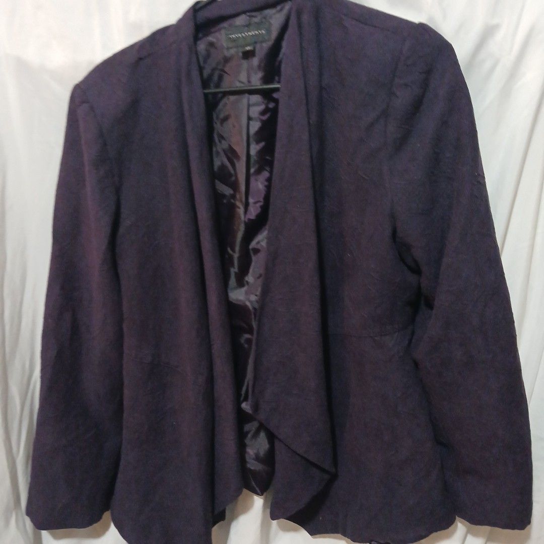 Investments Womens Purple Cardigan Purple Open Front Soft Size 16